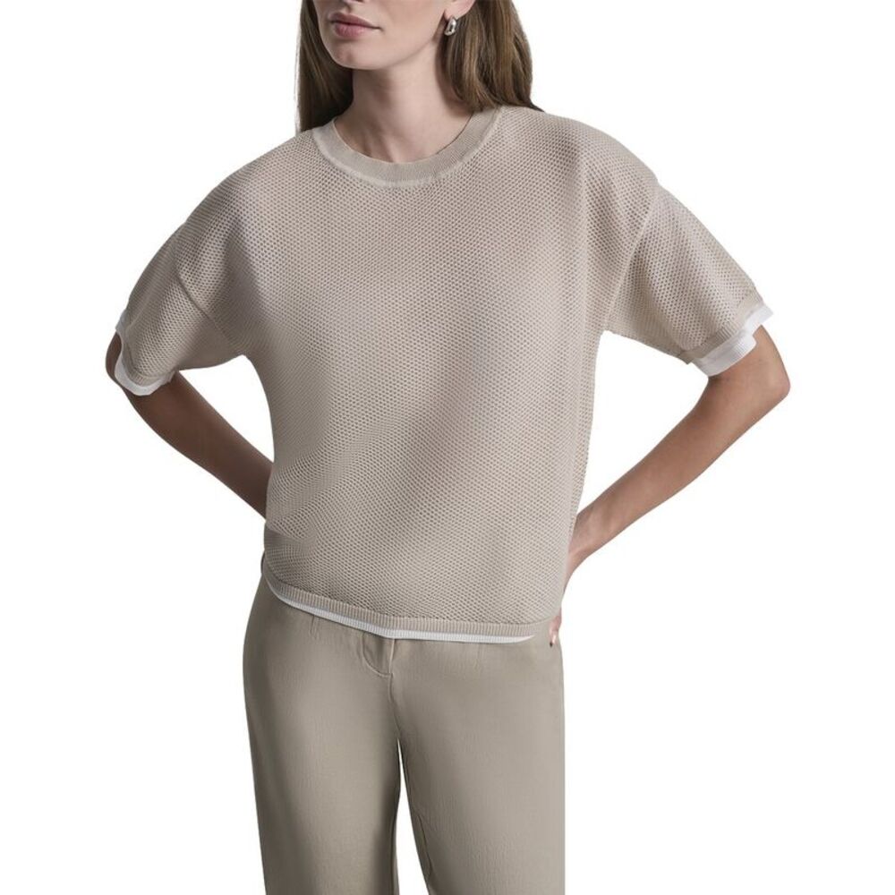 Dkny Womens Boxy Two Layer Sweater, White